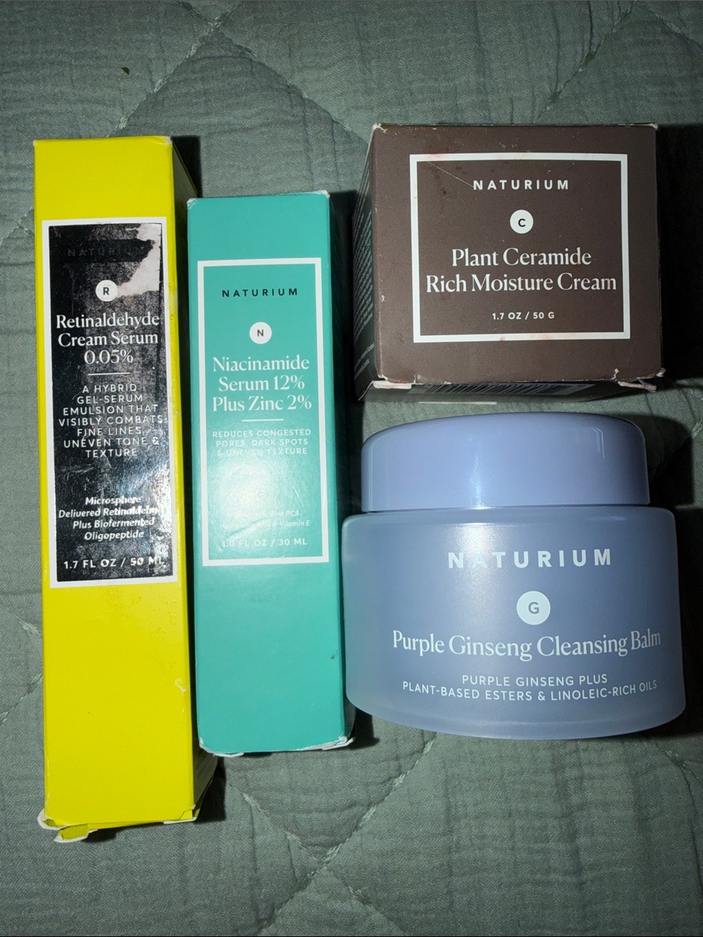Naturium Set- Retinaldehyde, Niacinamide, Rich Moisture, Cleansing Balm RV:$88!